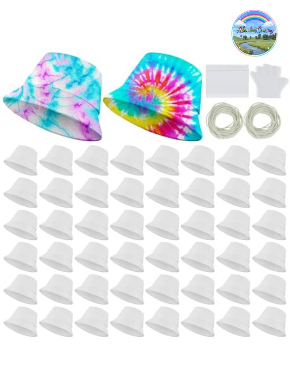 White Cotton Bucket Hat for Tie Dye Party - 50 Pack